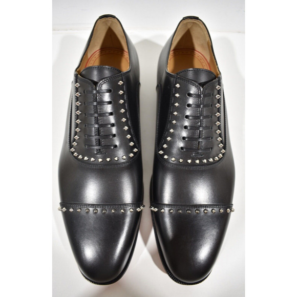 Christian Louboutin Cloocloo Flat Black Leather Spike Oxford Dress Loafer 41 8 main image 4